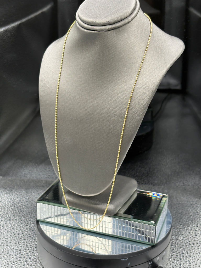 14 Karat Yellow Gold Ladies Solid Ball Chain