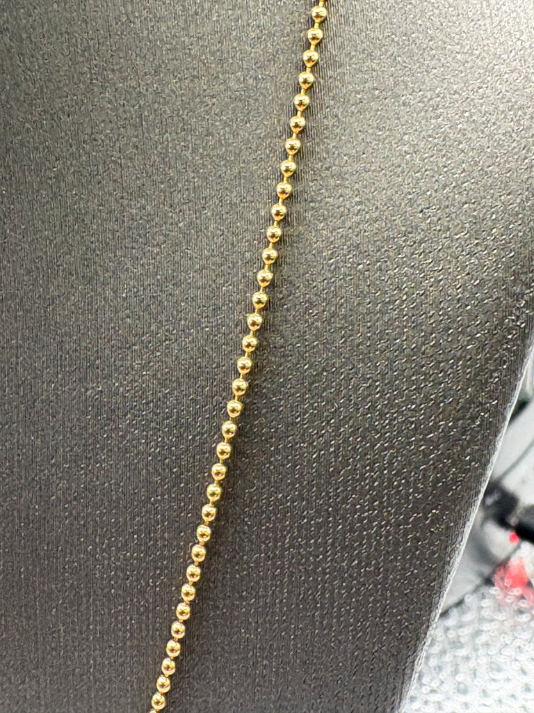14 Karat Yellow Gold Ladies Solid Ball Chain