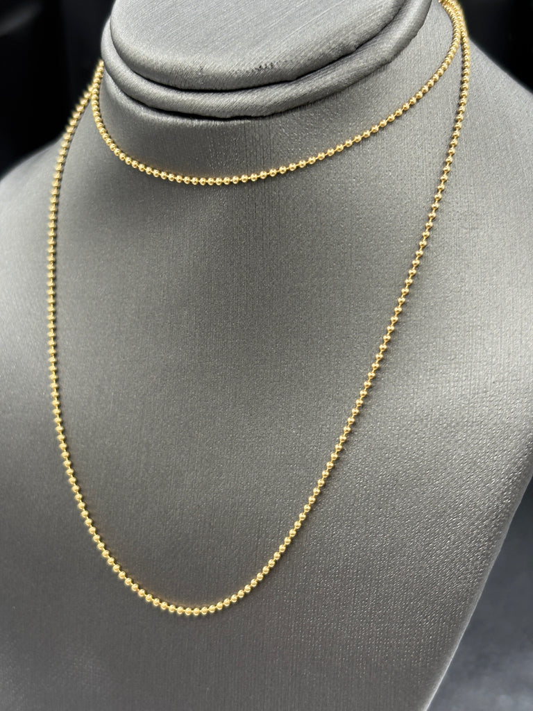 14 Karat Yellow Gold Ladies Solid Ball Chain
