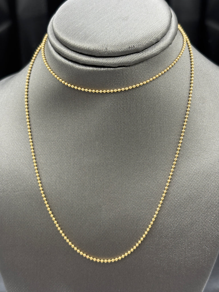 14 Karat Yellow Gold Ladies Solid Ball Chain