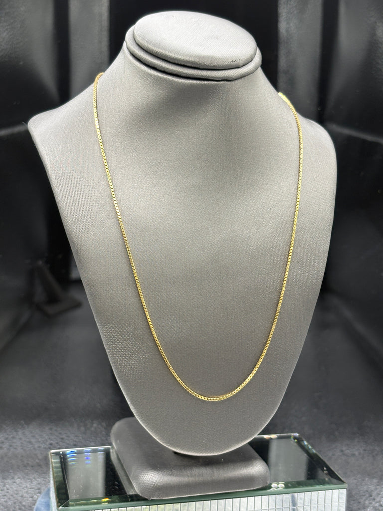 14 Karat Yellow Gold Gents/Ladies Mirrored Box Link Chain