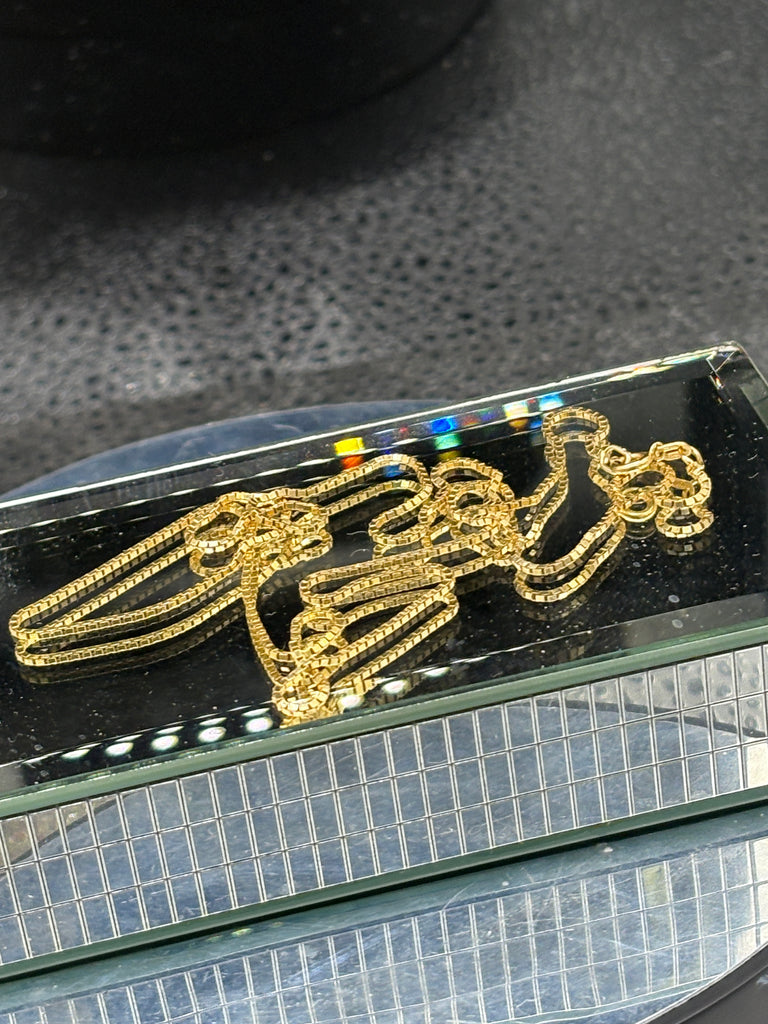 14 Karat Yellow Gold Gents/Ladies Mirrored Box Link Chain