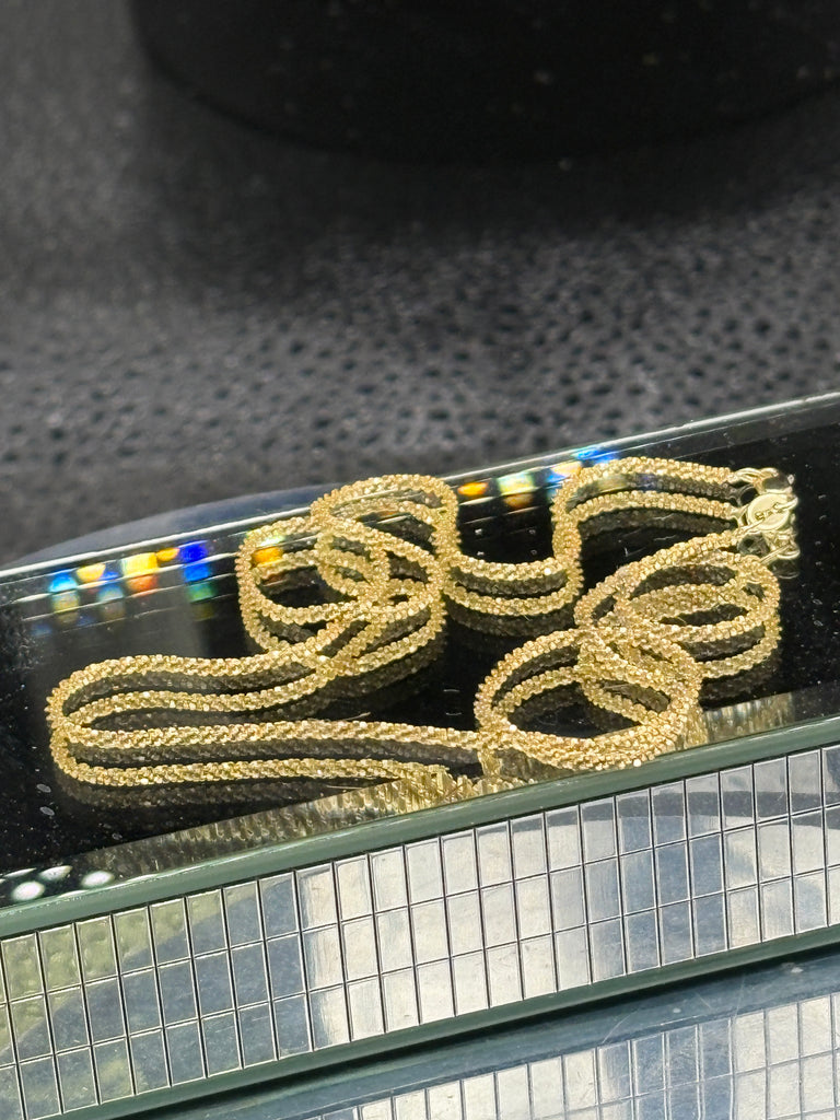 14 Karat Yellow Gold Ladies Sparkling Popcorn Chain