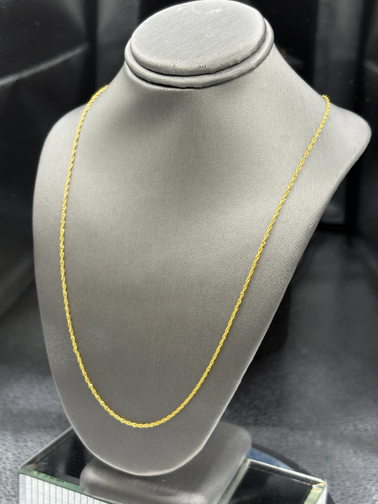 14 Karat Yellow Gold Ladies Twisted Sparkle Rope Chain