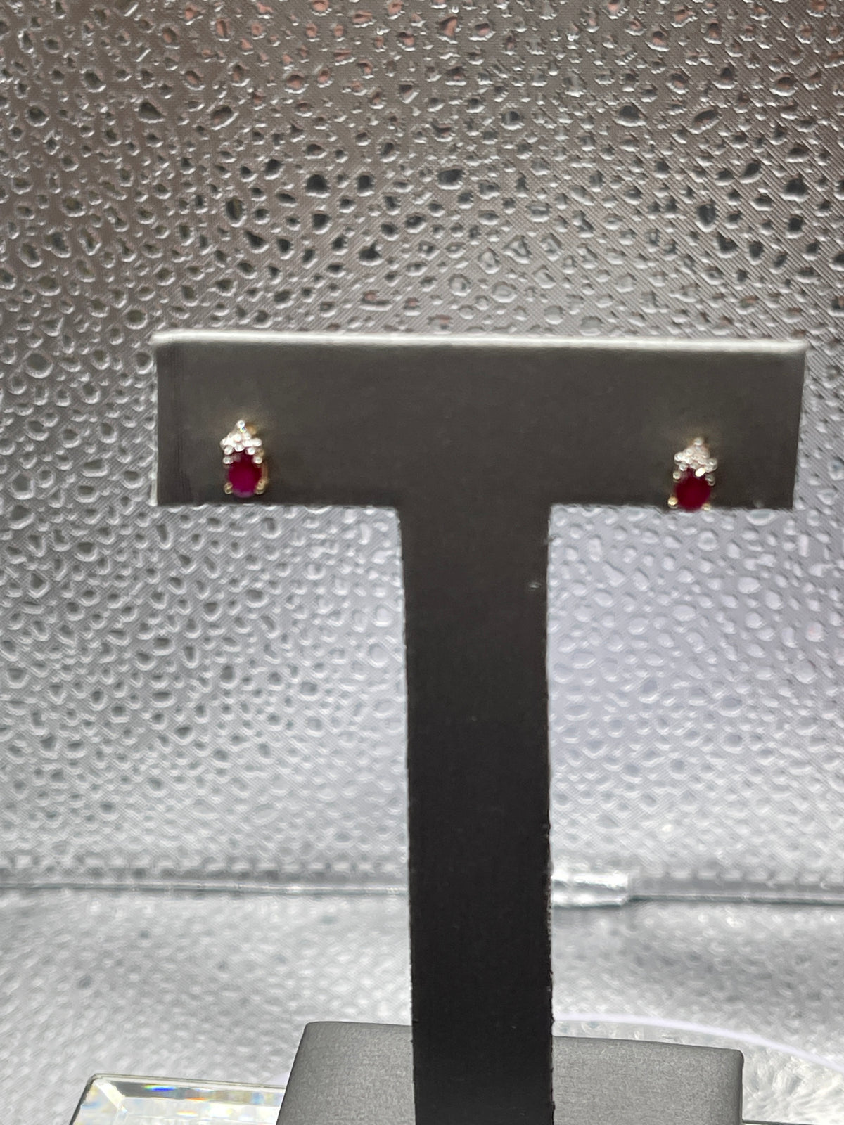 Ladies 10 Karat Solid Yellow Gold Ruby and Diamond Earrings