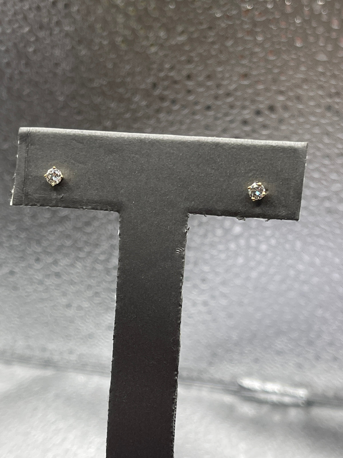 View three of Ladies 14 Karat Solid Yellow Gold Diamond Stud Earrings