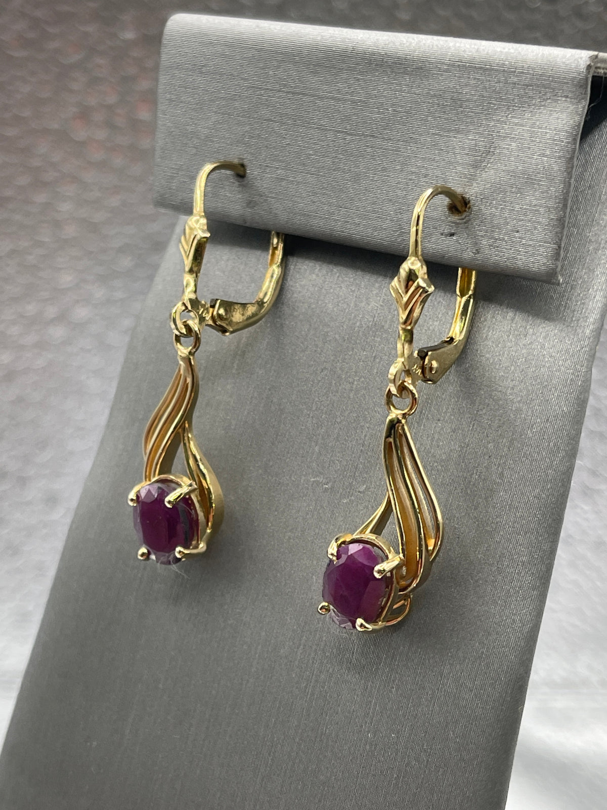 Ladies 14 Karat Solid Yellow Gold Ruby Earrings