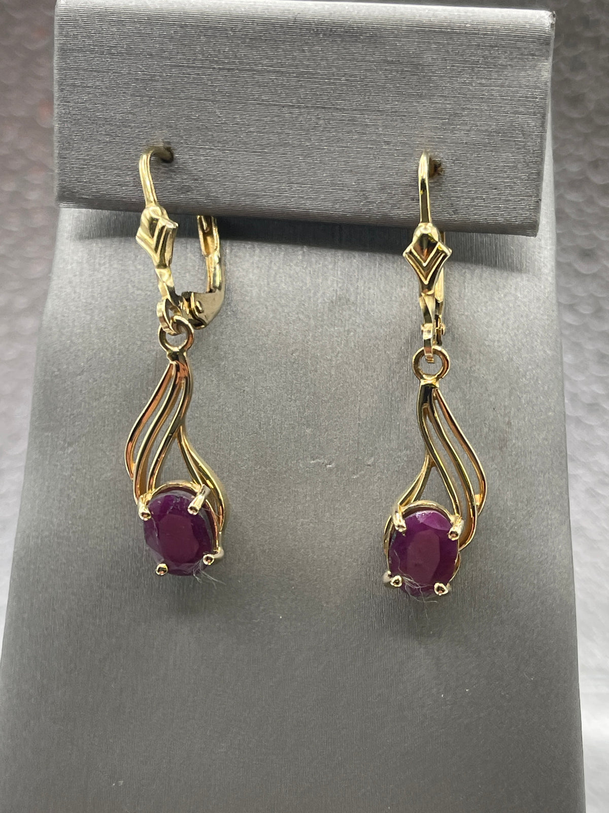 Ladies 14 Karat Solid Yellow Gold Ruby Earrings
