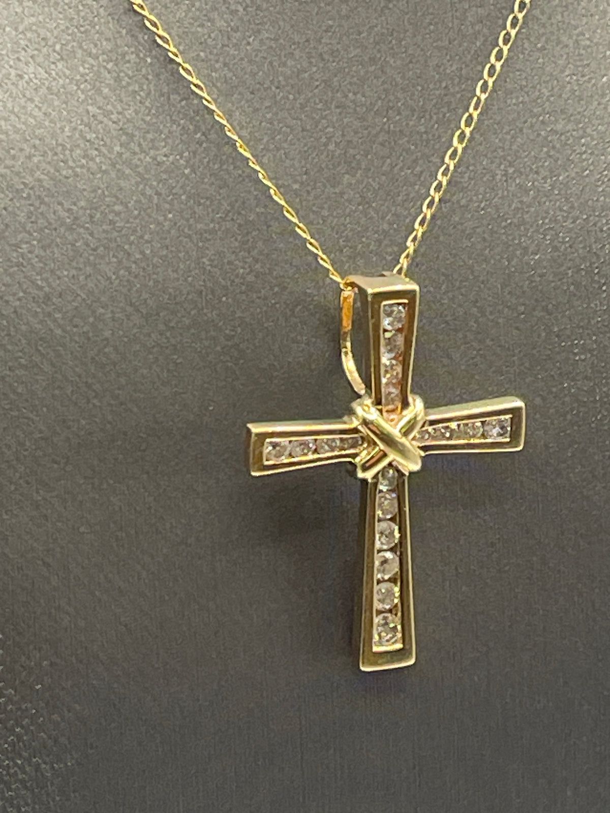 View one of Ladies of Gents 14 Karat Solid Yellow Gold and Diamond Cross Pendant