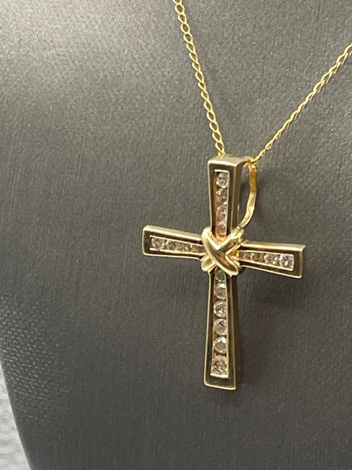 View three of Ladies of Gents 14 Karat Solid Yellow Gold and Diamond Cross Pendant