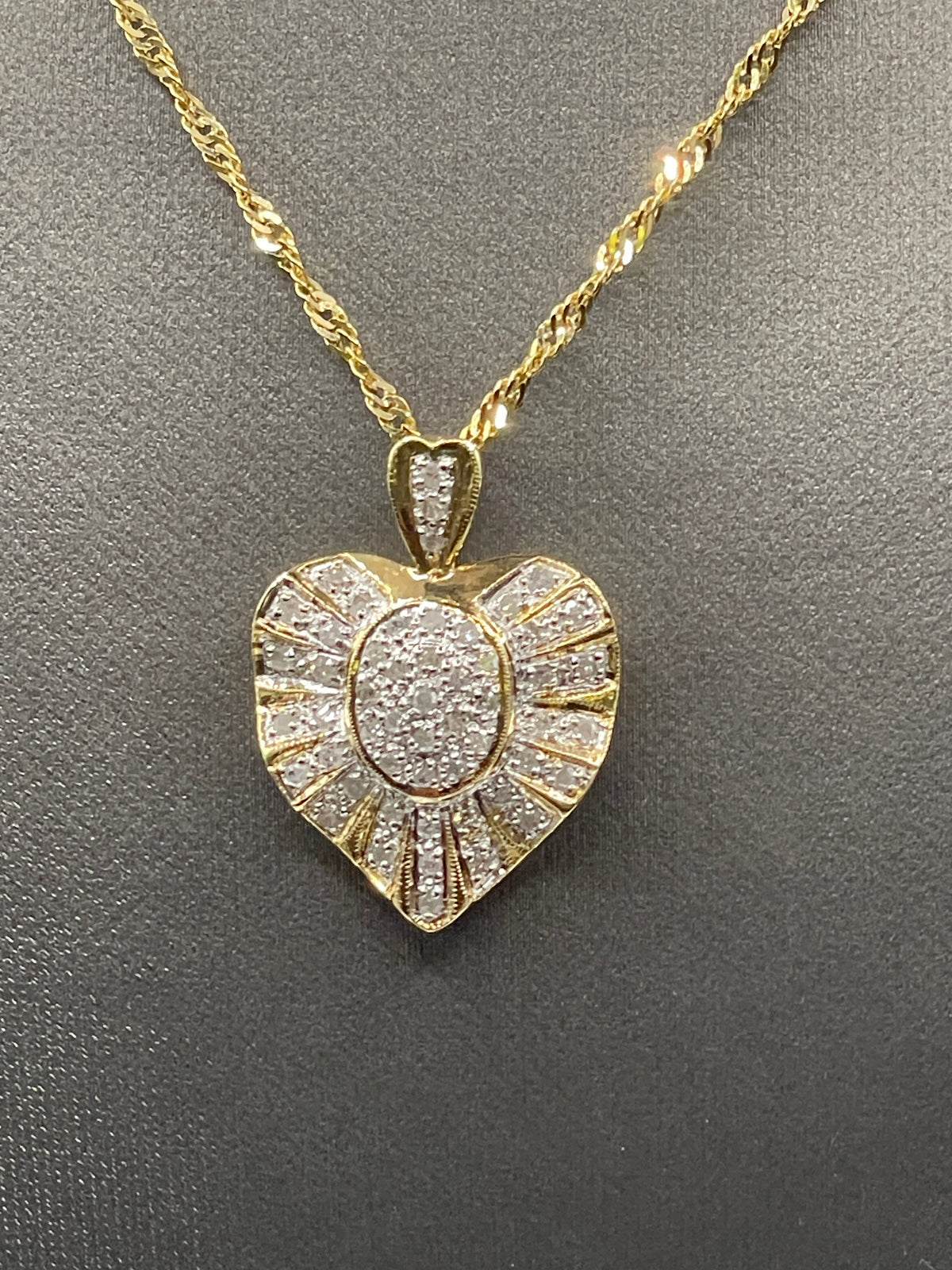View one of Ladies 10 Karat Solid Yellow Gold Diamond Pendant