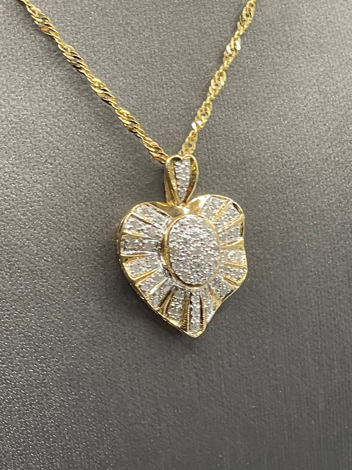 View two of Ladies 10 Karat Solid Yellow Gold Diamond Pendant