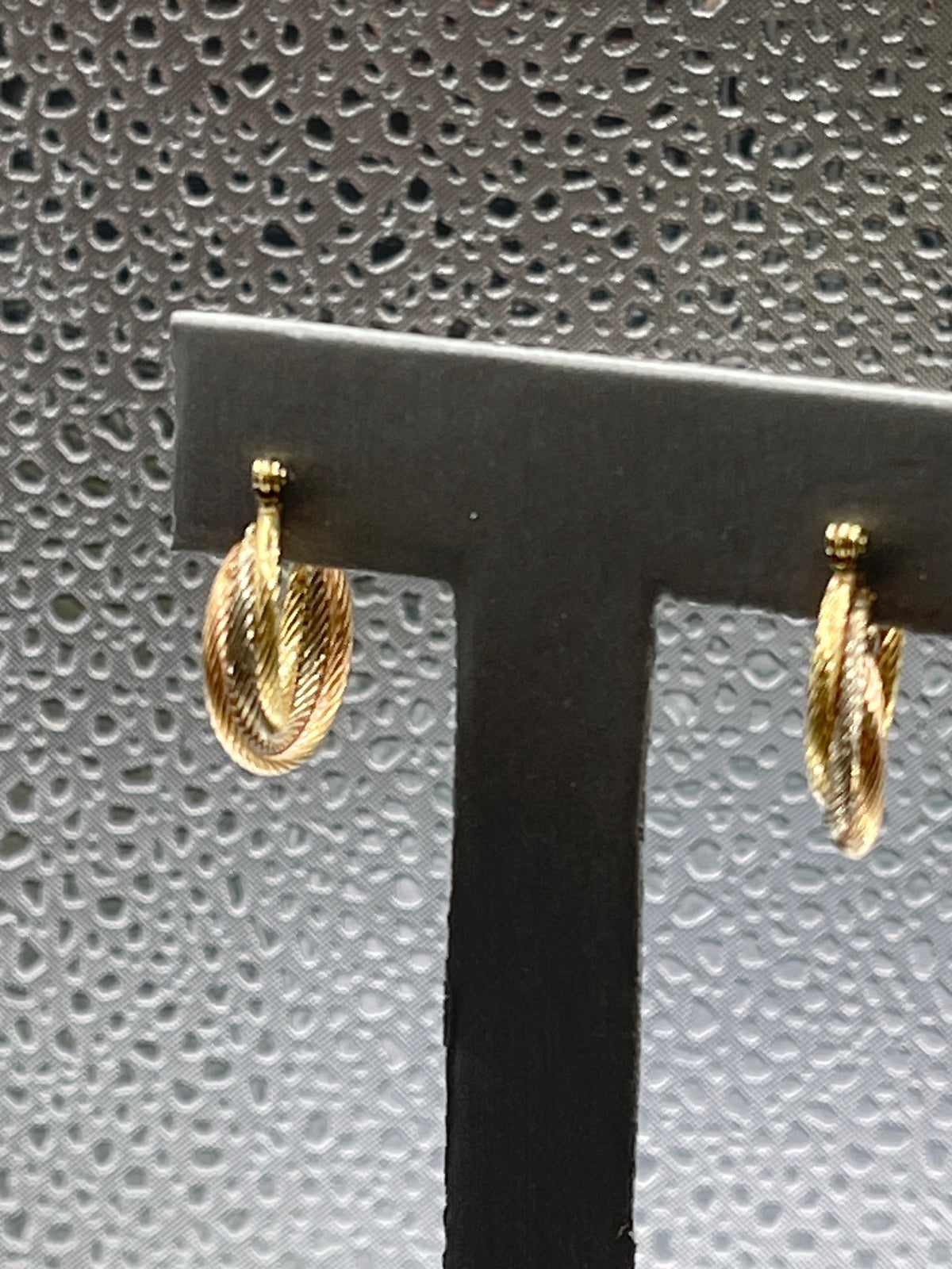 Ladies 14 Karat Solid Tri-Color Gold Hoop Earrings