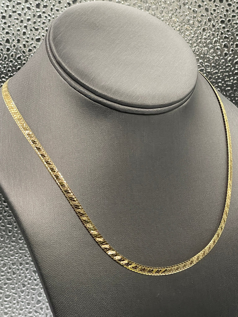 View two of Ladies/Men's 14 Karat Yellow Gold Di-Cut Herringbone Chain