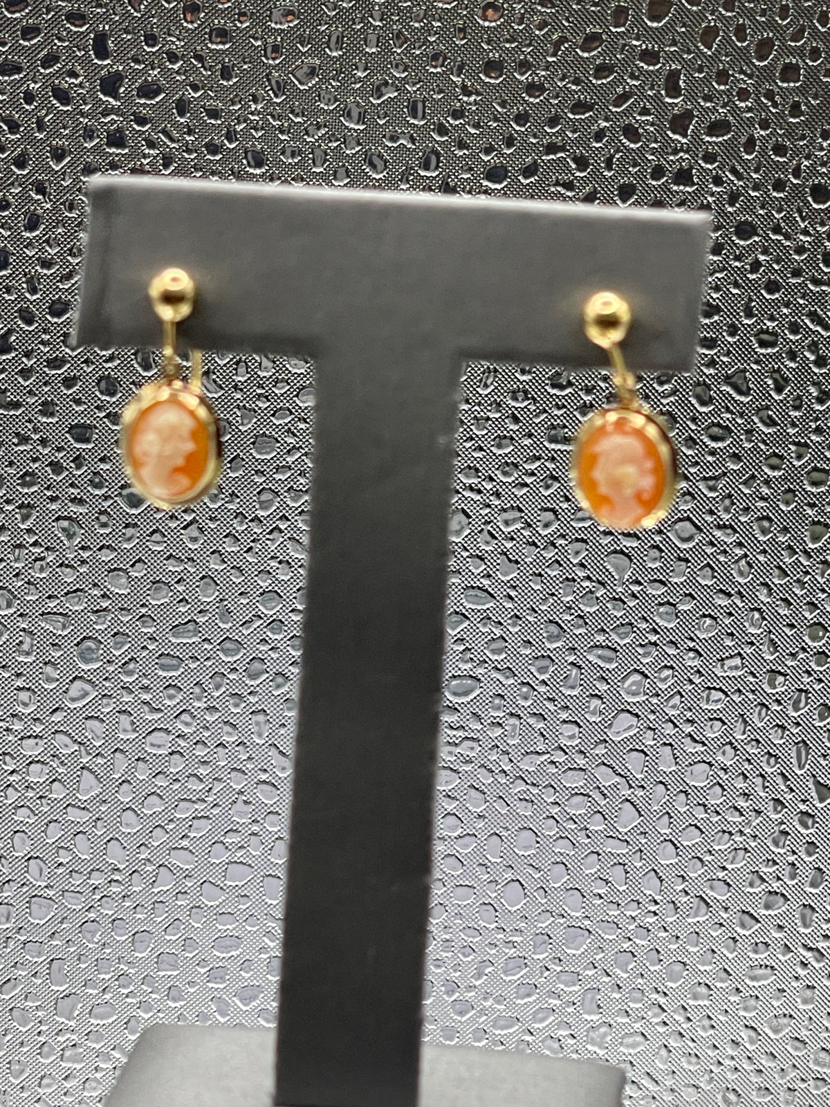 Ladies 10 Karat Solid Yellow Gold Cameo Earrings