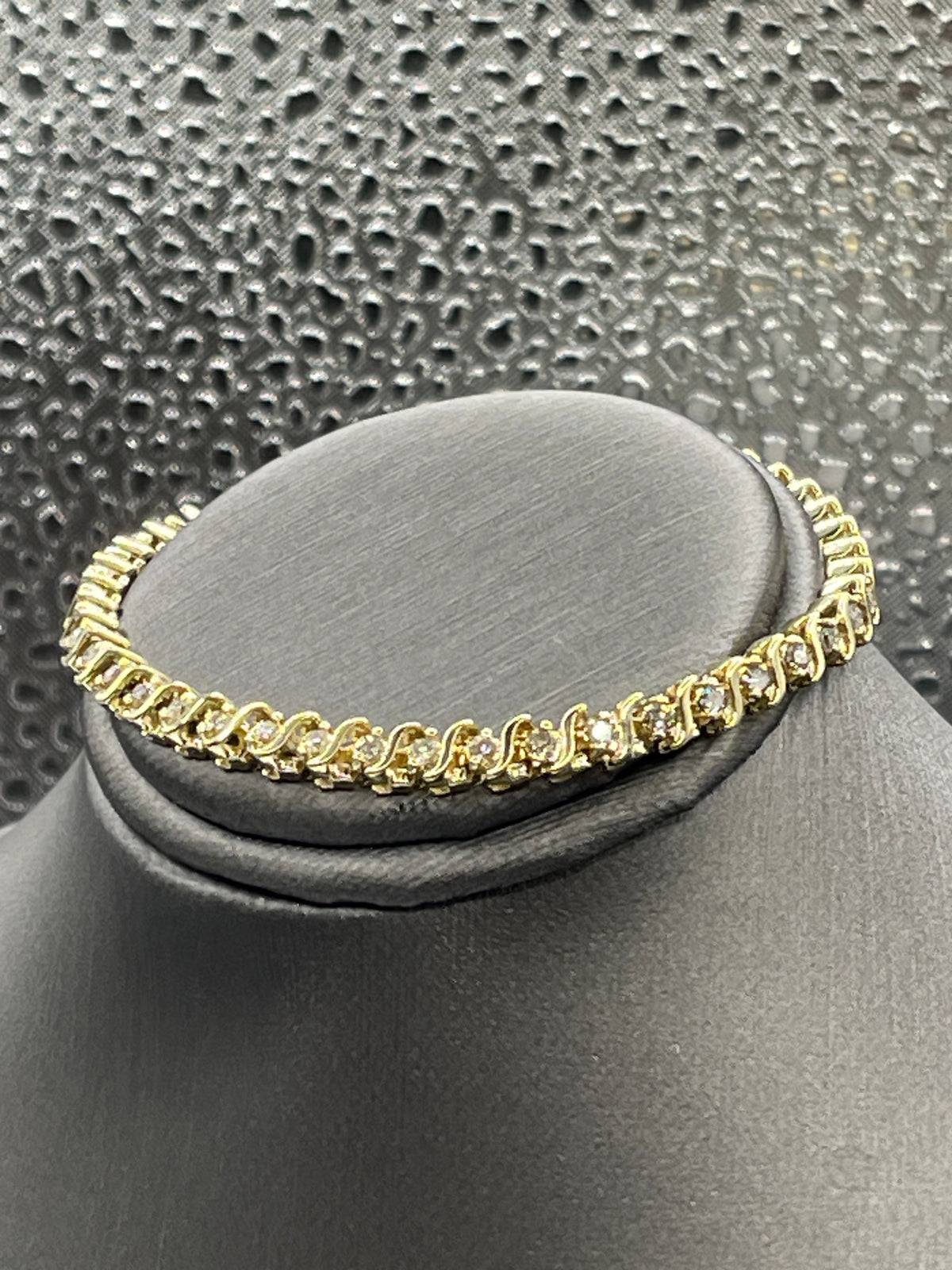 View one of Ladies 14 Karat Solid Yellow Gold Diamond Tennis Bracelet