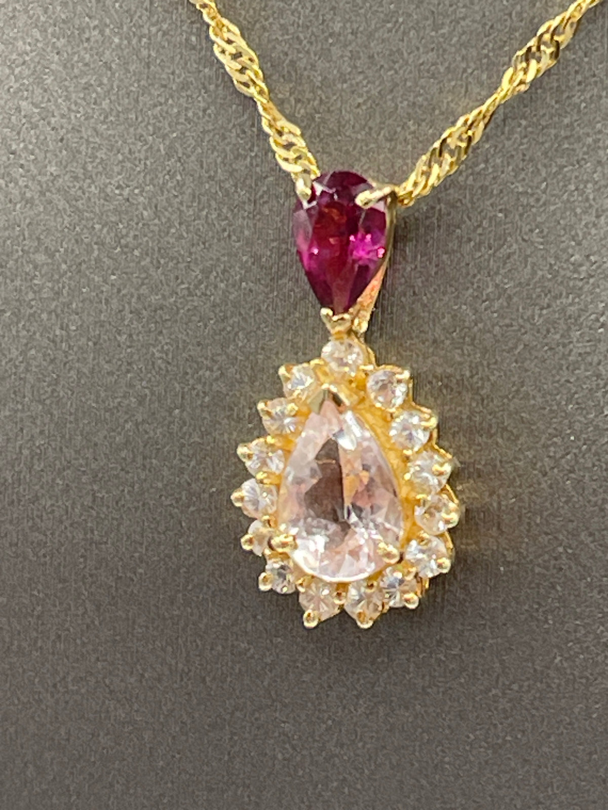 14 Karat Yellow Gold Morganite, Garnet, & Sapphire Pendant - Philadelphia Gold & Silver Exchange
