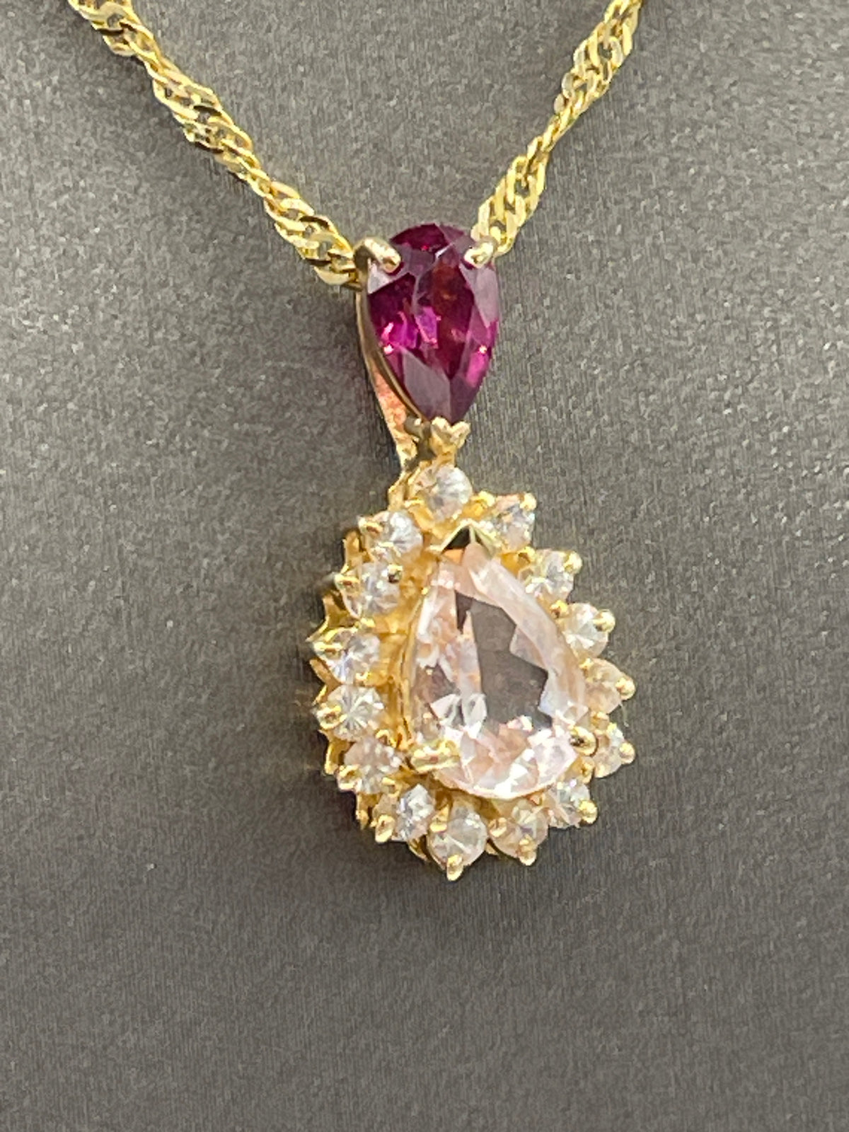 14 Karat Yellow Gold Morganite, Garnet, & Sapphire Pendant - Philadelphia Gold & Silver Exchange