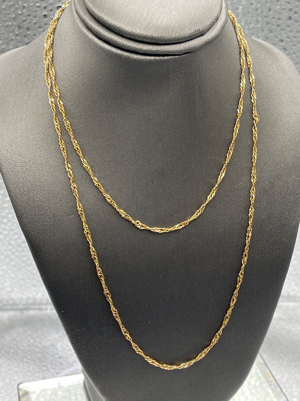 Ladies 14 Karat Solid Yellow Gold Twisted Sparkle Chain