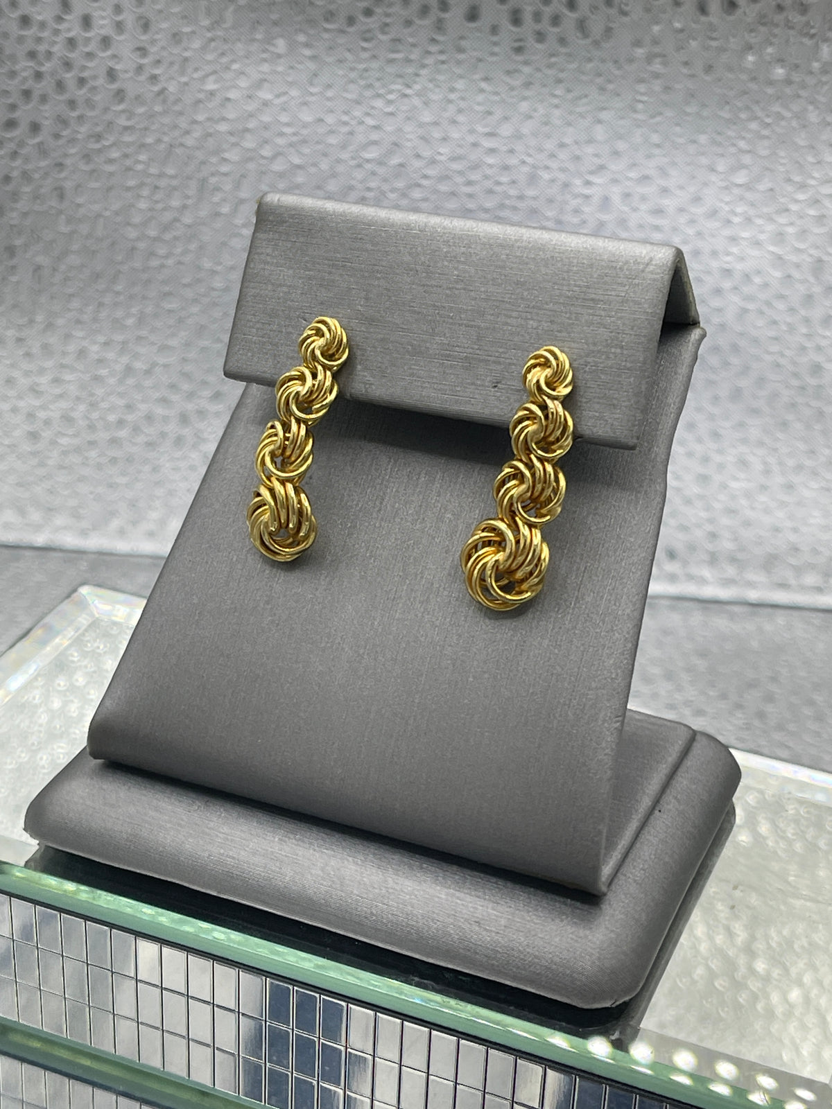 Ladies 14 Karat Solid Yellow Gold Dangling Stud Earrings