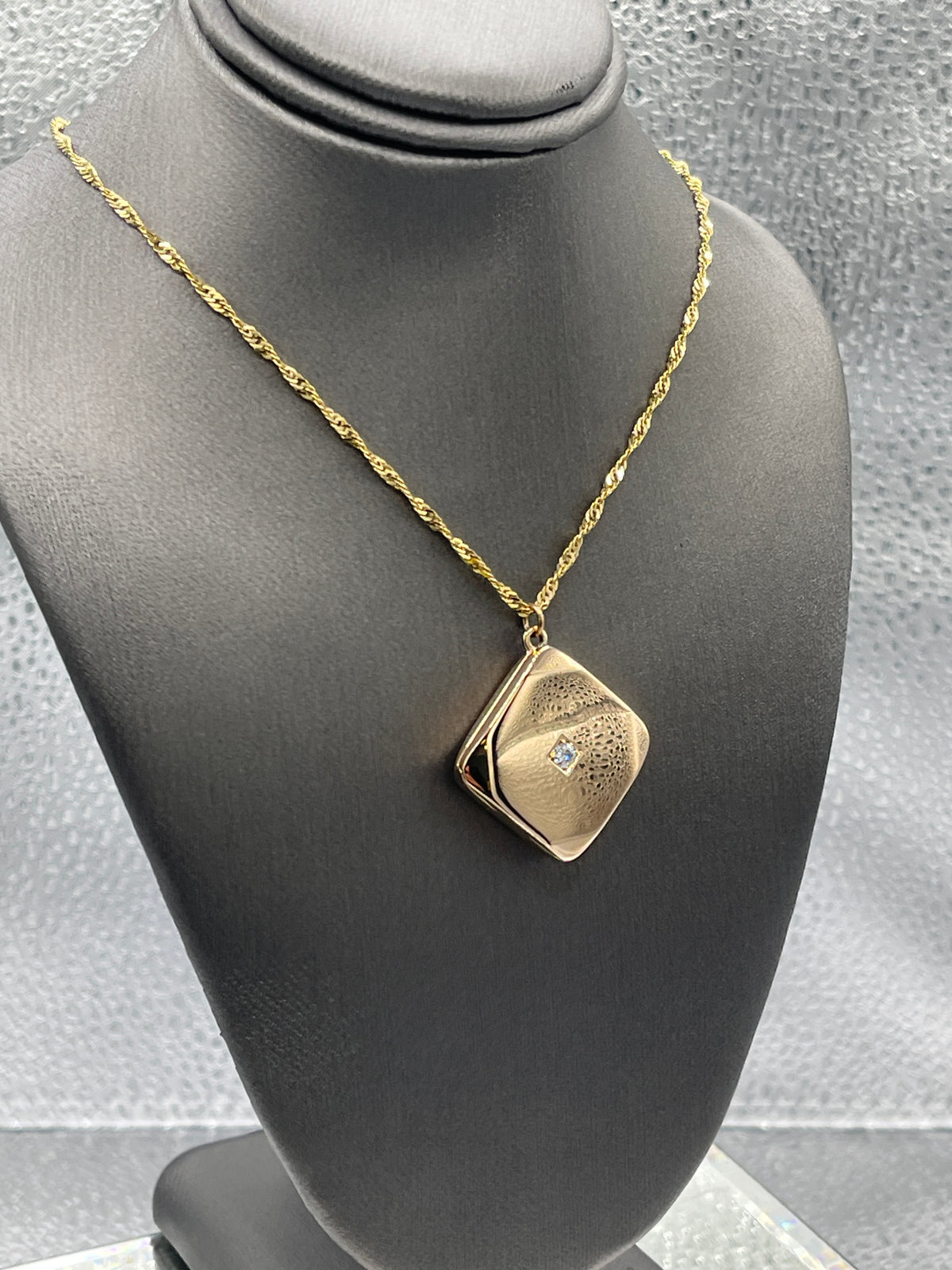 Ladies Antique 14 Karat Solid Yellow Gold and Diamond Locket Pendant