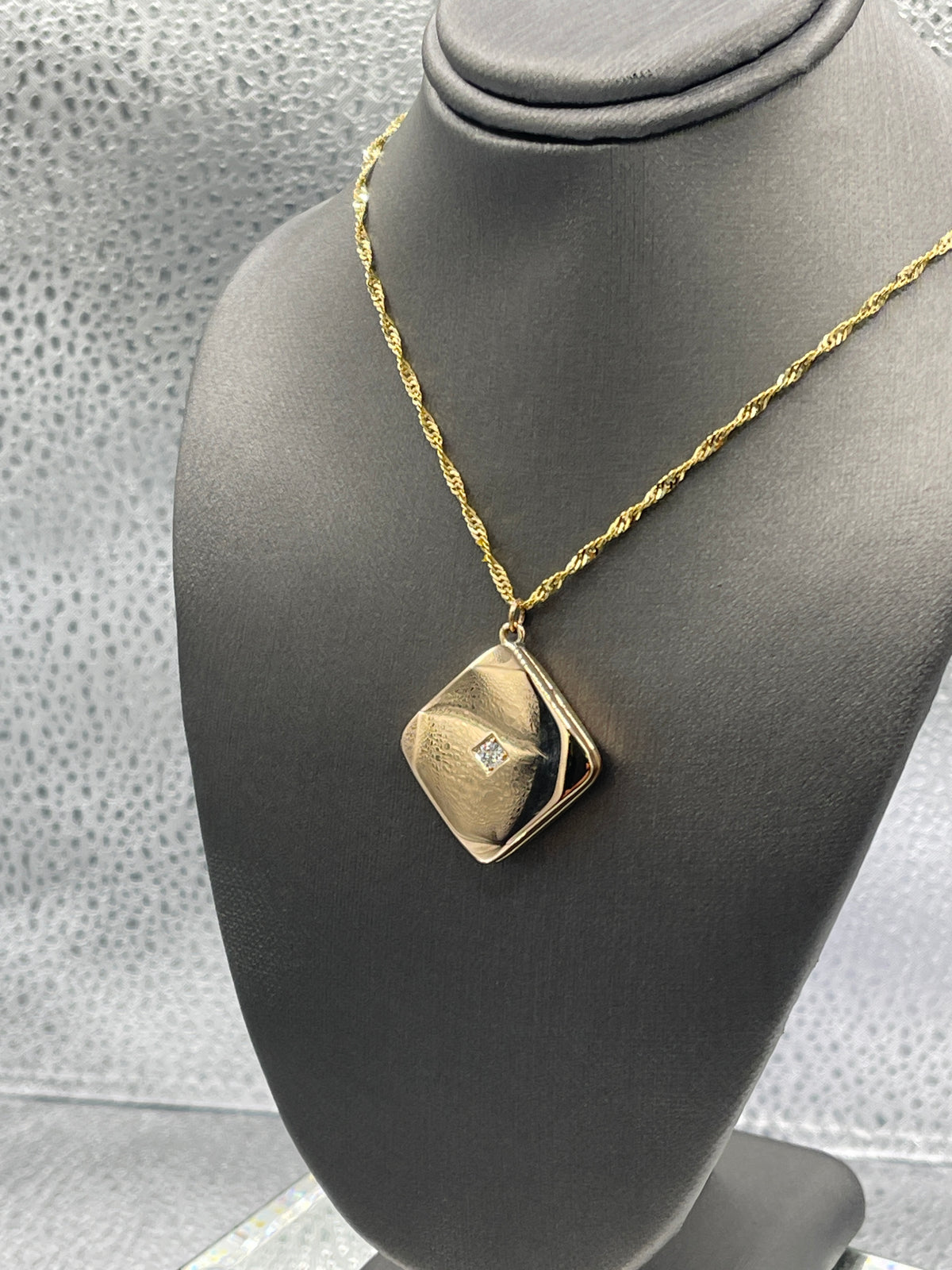 Ladies Antique 14 Karat Solid Yellow Gold and Diamond Locket Pendant