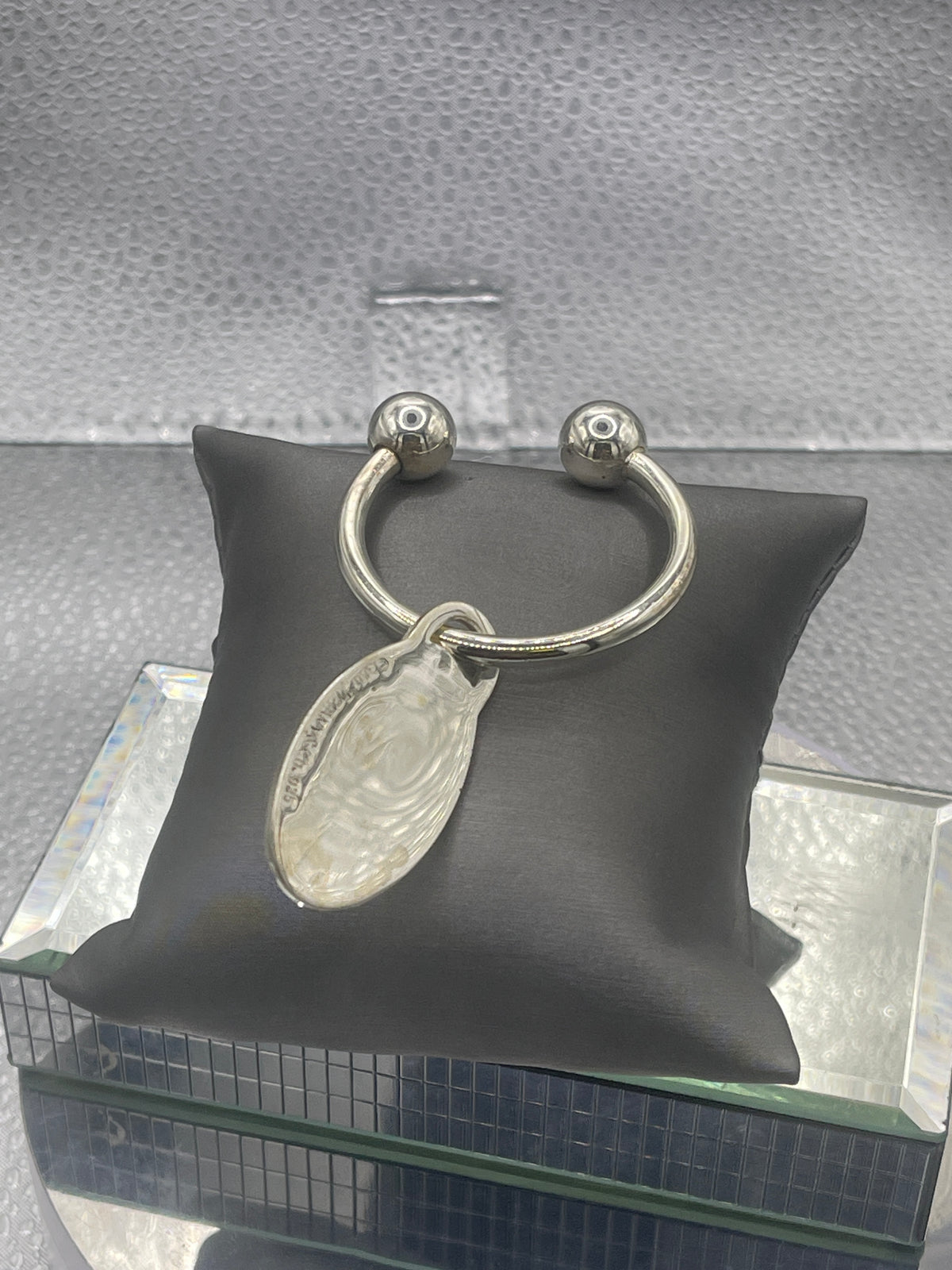 Ladies or Mens Tiffany & Co. Sterling Silver Horseshoe Key Ring with Oval Charm