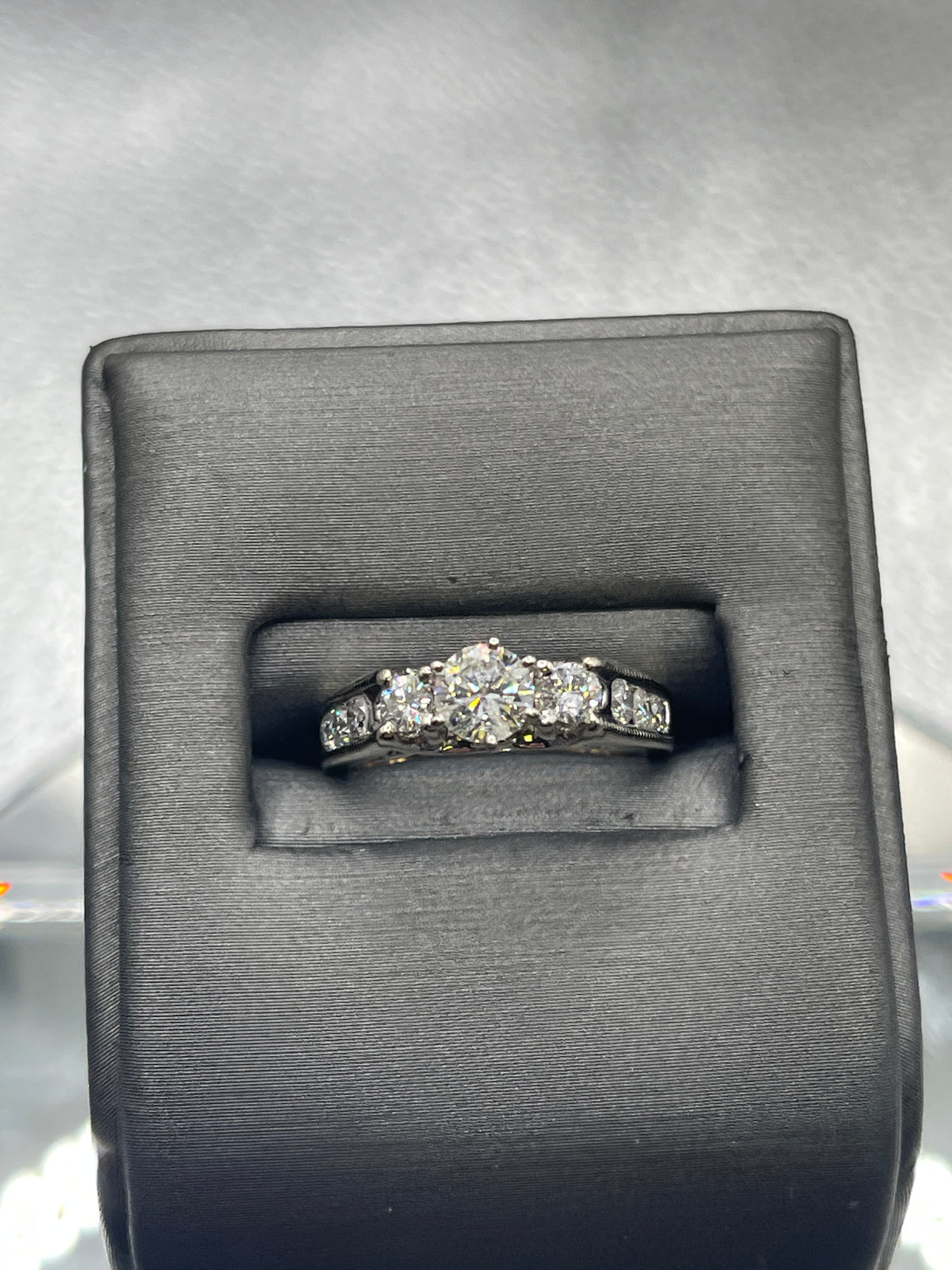 Ladies 14 Karat Solid White Gold Diamond Engagement Ring