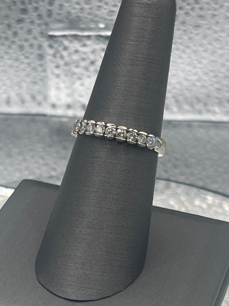view two of Ladies 14 Karat Solid White Gold Diamond Wedding Band