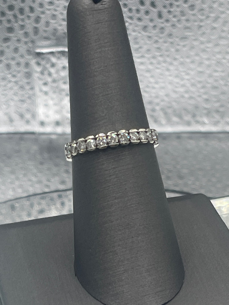 view three of Ladies 14 Karat Solid White Gold Diamond Wedding Band