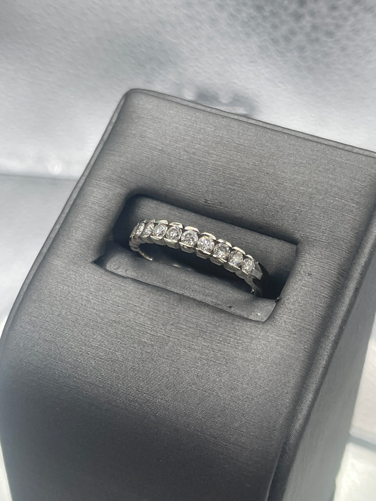 view six of Ladies 14 Karat Solid White Gold Diamond Wedding Band