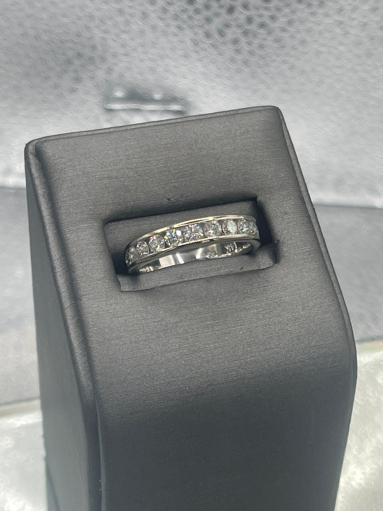 view three of Ladies of Mens 14 Karat Solid White Gold Diamond Band