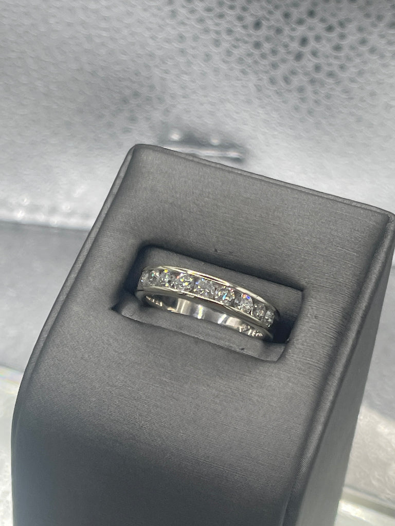view five of Ladies of Mens 14 Karat Solid White Gold Diamond Band