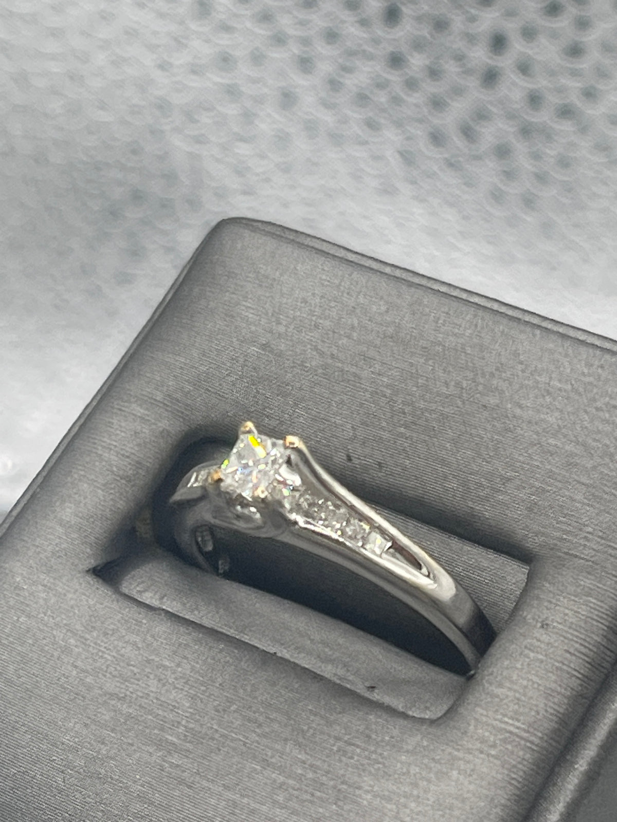 Ladies 14 Karat Solid White Gold Diamond Engagement Ring