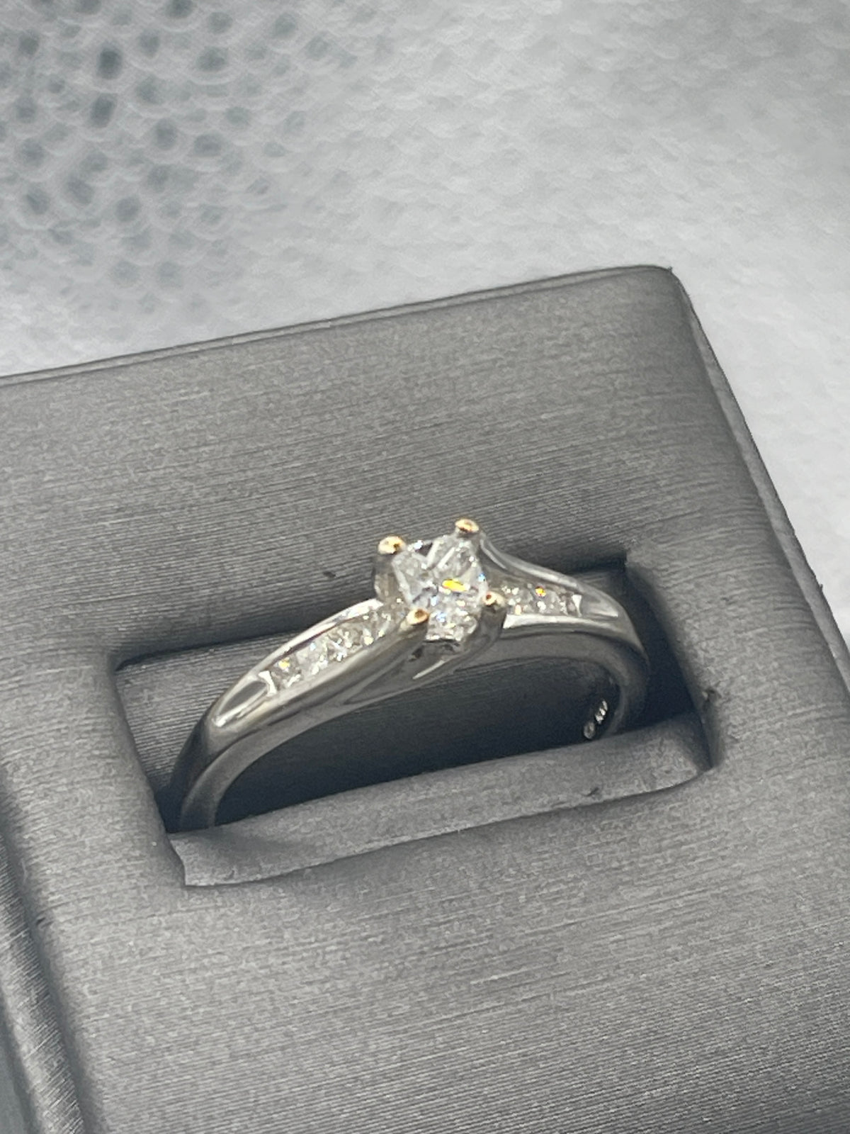 Ladies 14 Karat Solid White Gold Diamond Engagement Ring
