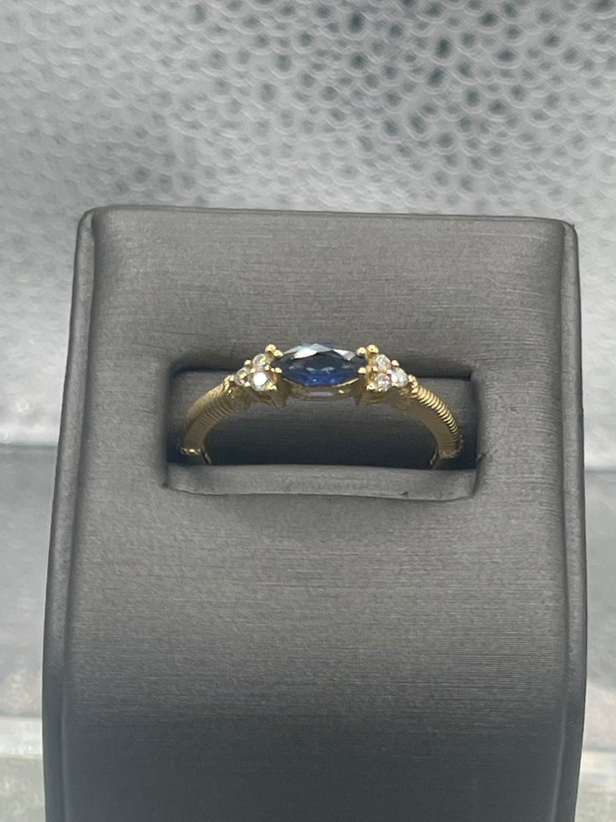 14 Karat Solid Yellow Gold Marquise Sapphire & Diamond Ring - Philadelphia Gold & Silver Exchange