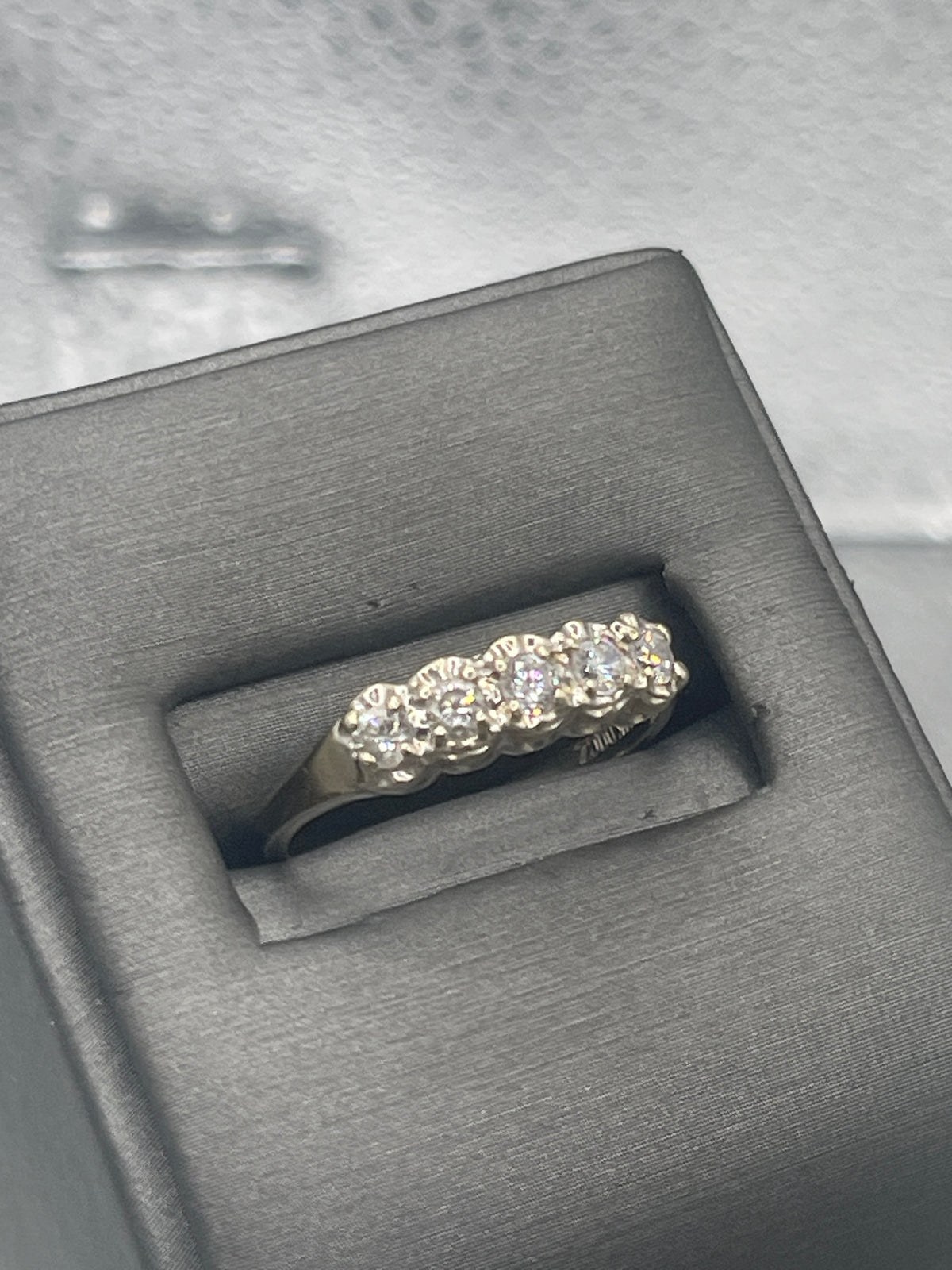 Ladies 14 Karat Solid White Gold Cubic Zirconia Band