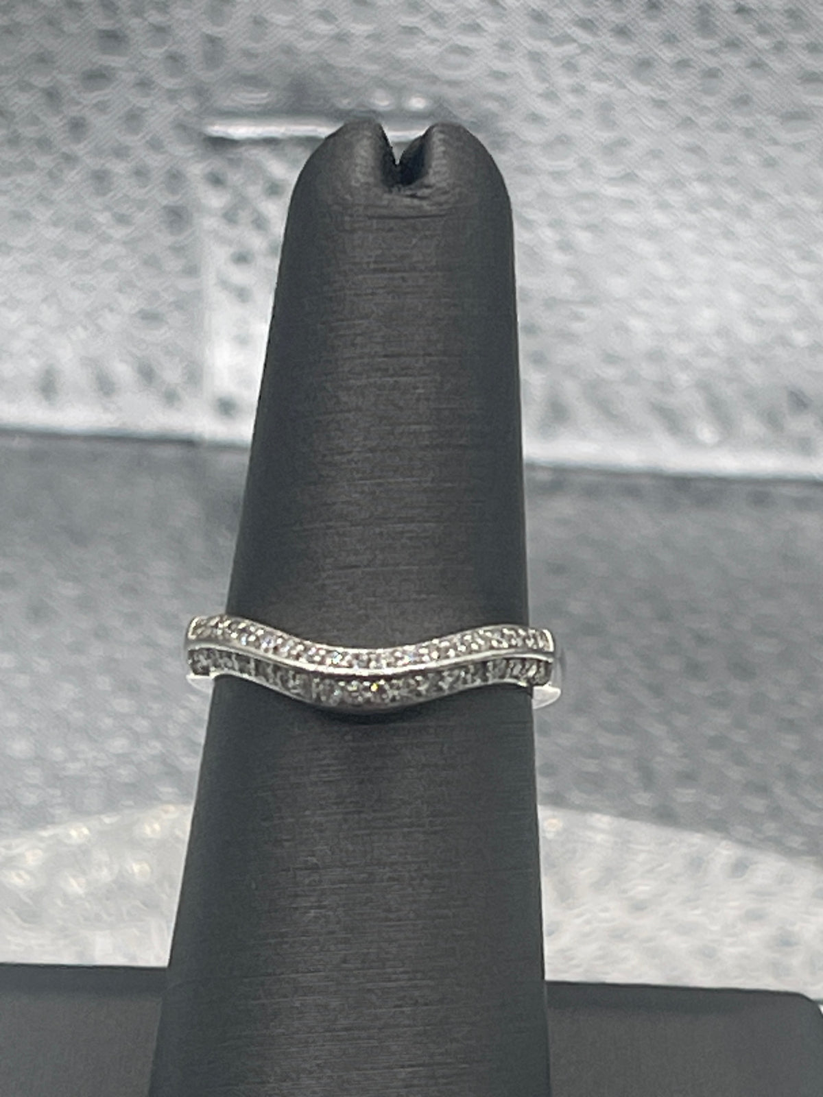 view one of Ladies 14 Karat Solid White Gold Diamond Wave Band