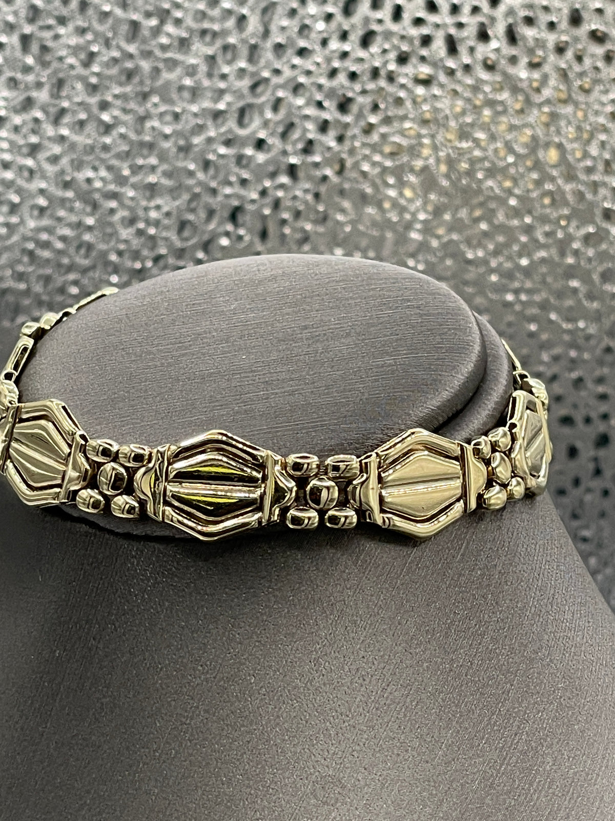 Ladies Fancy 14 Karat Solid Yellow Gold Italian Custom Link Bracelet