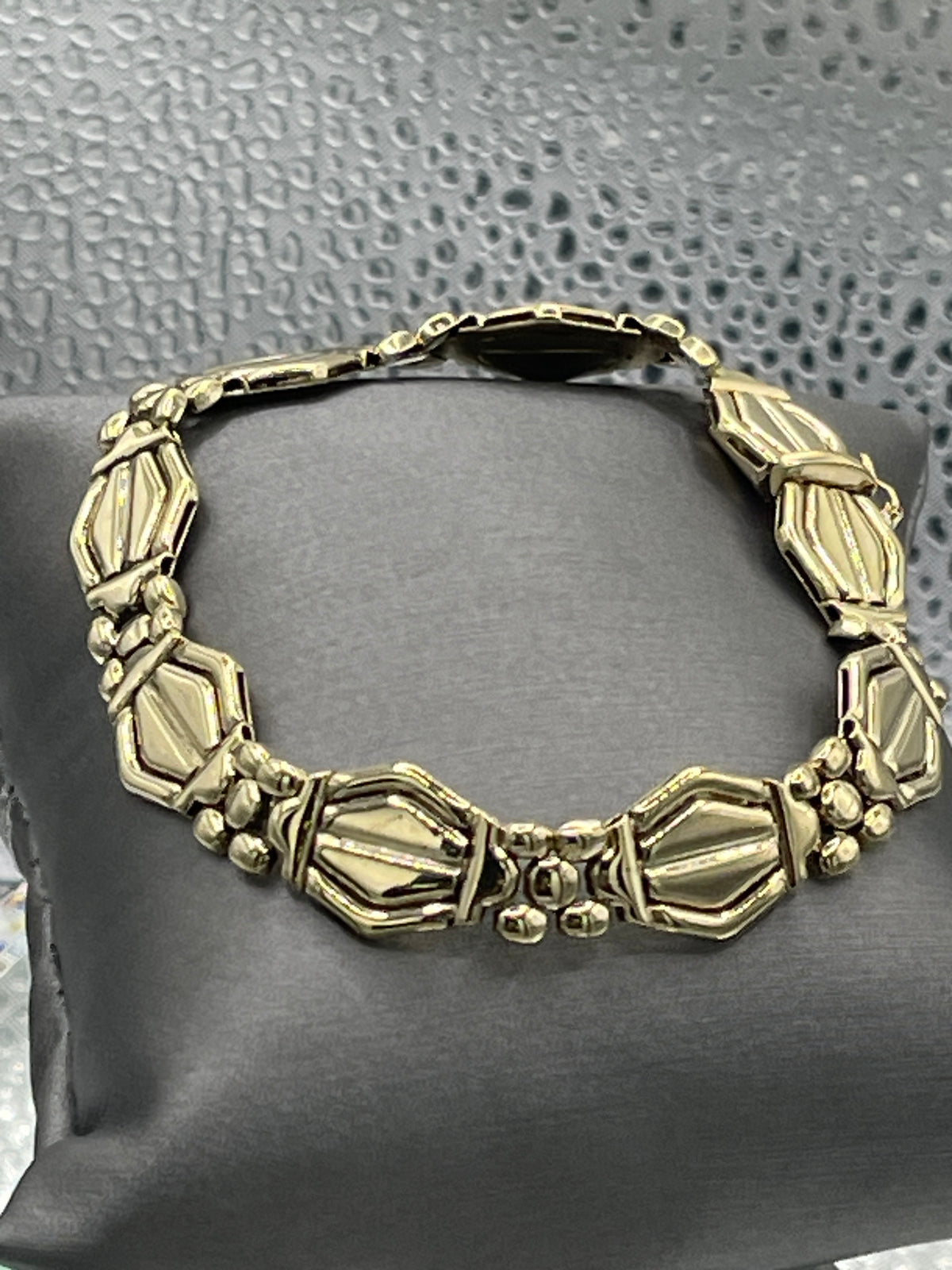 Ladies Fancy 14 Karat Solid Yellow Gold Italian Custom Link Bracelet