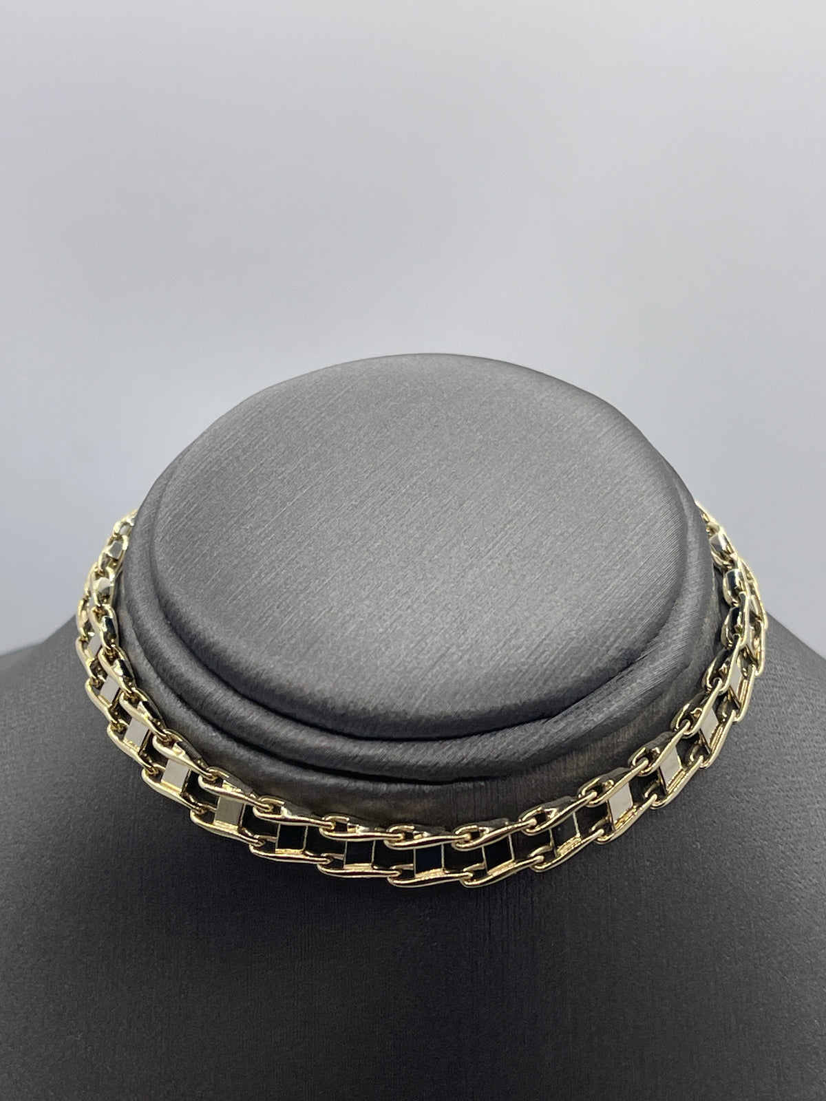 14 Karat White & Yellow Gold Solid Track Link Bracelet