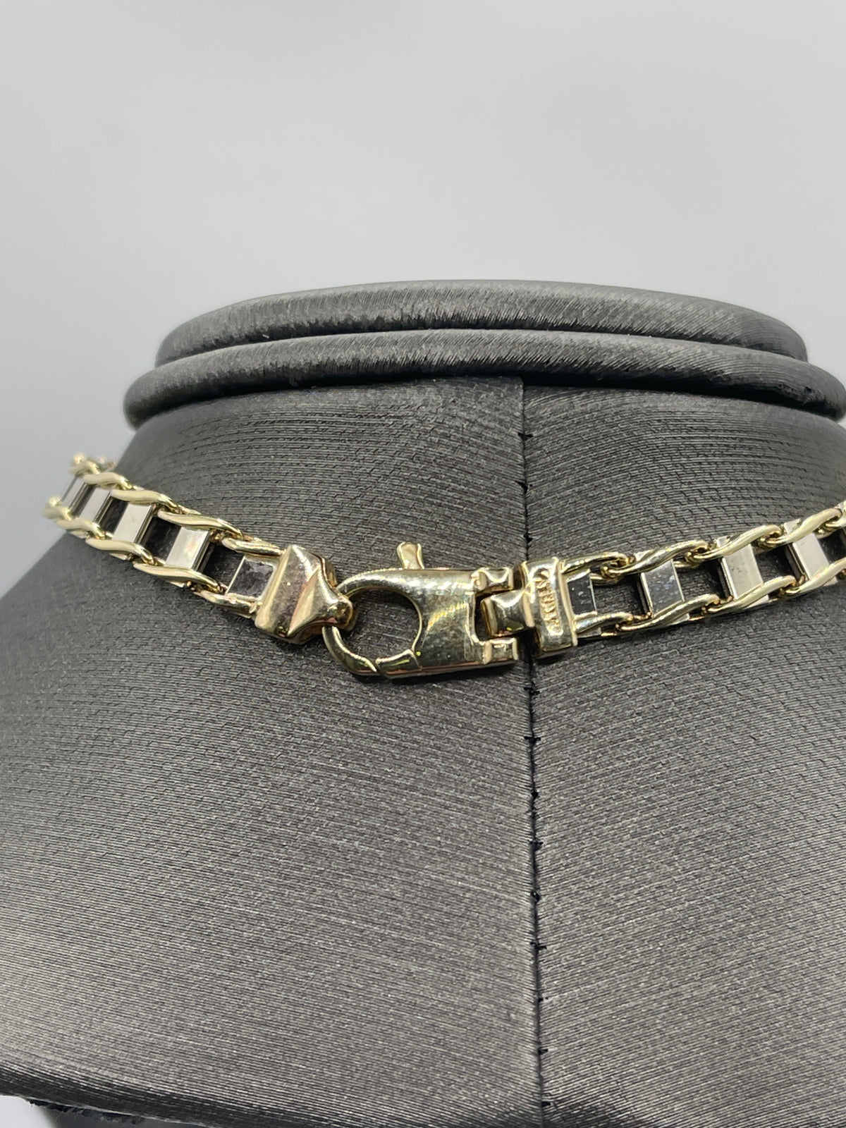 14 Karat White & Yellow Gold Solid Track Link Bracelet