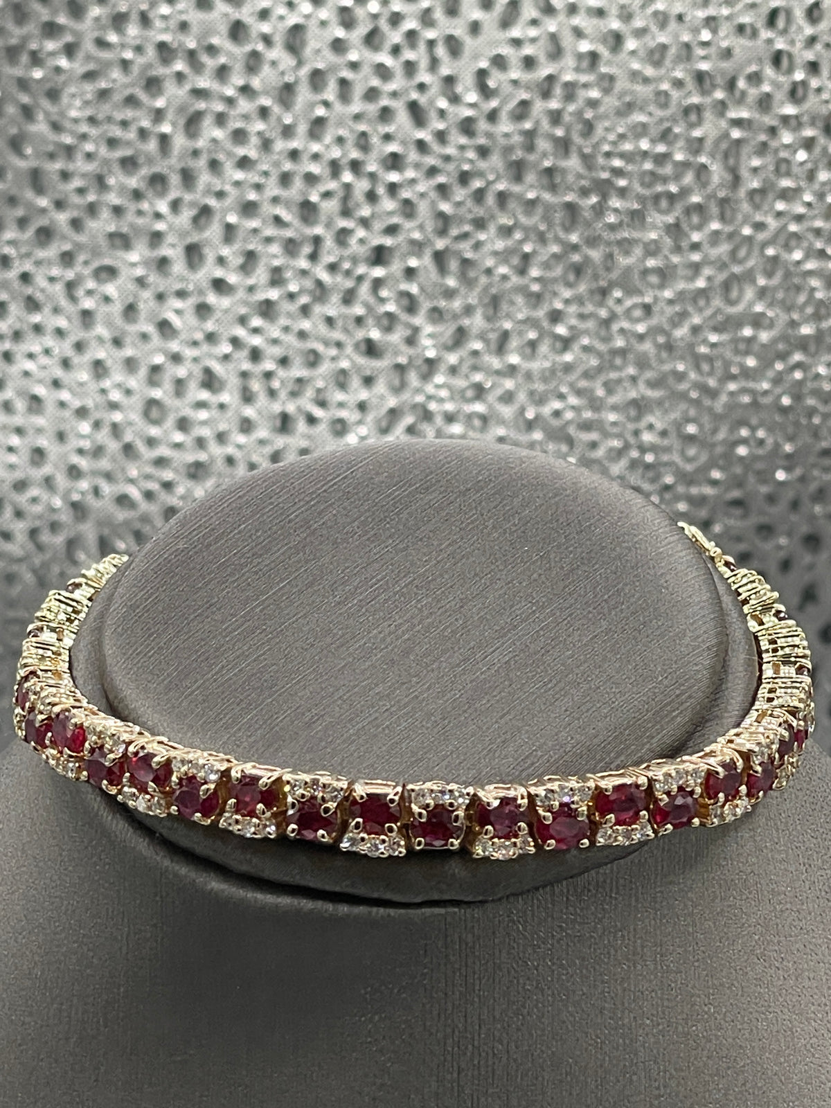 A Magnificent 14 Karat Yellow Gold Genuine Ruby & Diamond Cocktail Bracelet