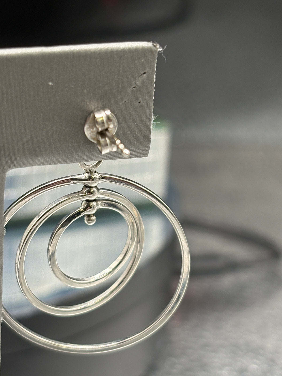 14kt white gold Ladies triple spinning hoop earrings