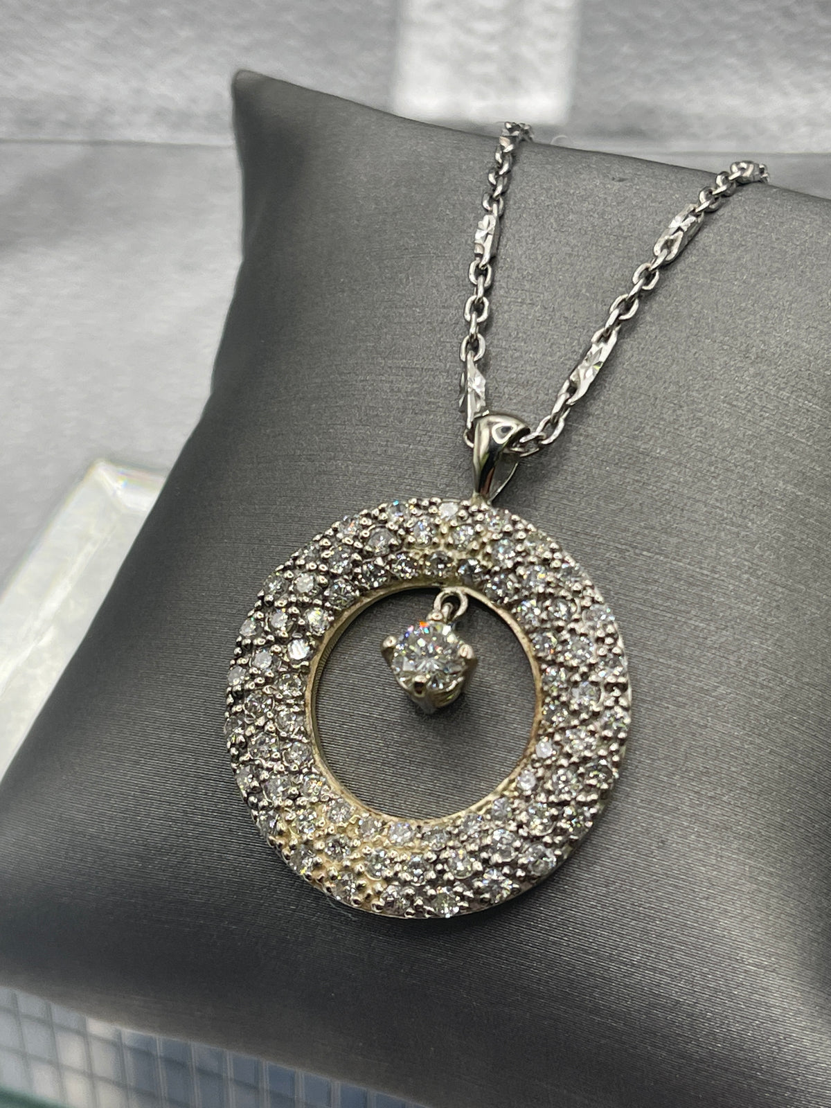 View one of Ladies 18 Karat White Gold Dangling Diamond Pendant