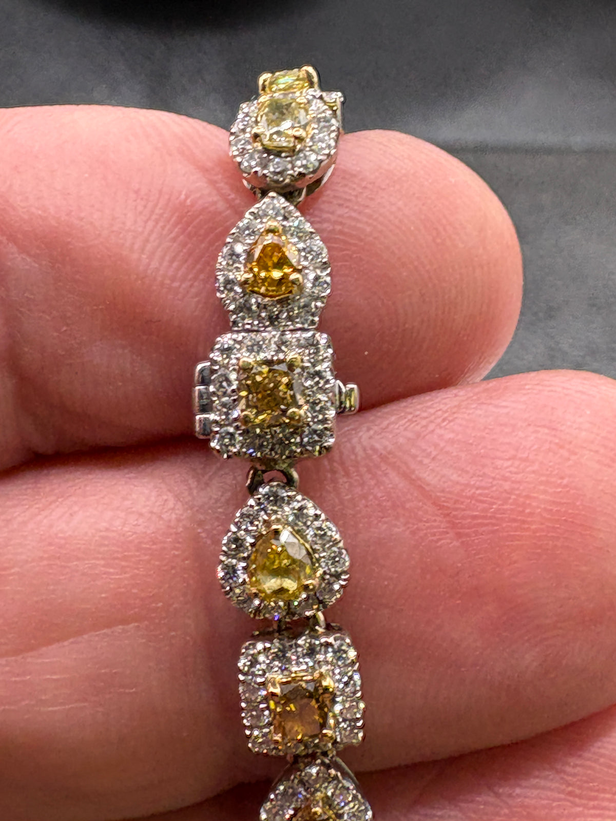 Ladies 18 Karat White Gold Fancy Shape & Color Diamond Bracelet