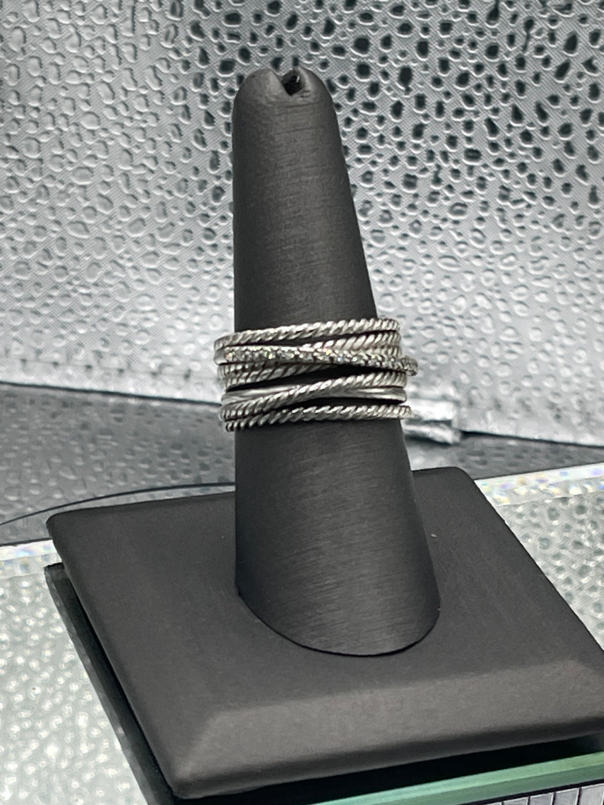 David Yurman 925 Sterling Silver Wide Diamond Crossover Ring