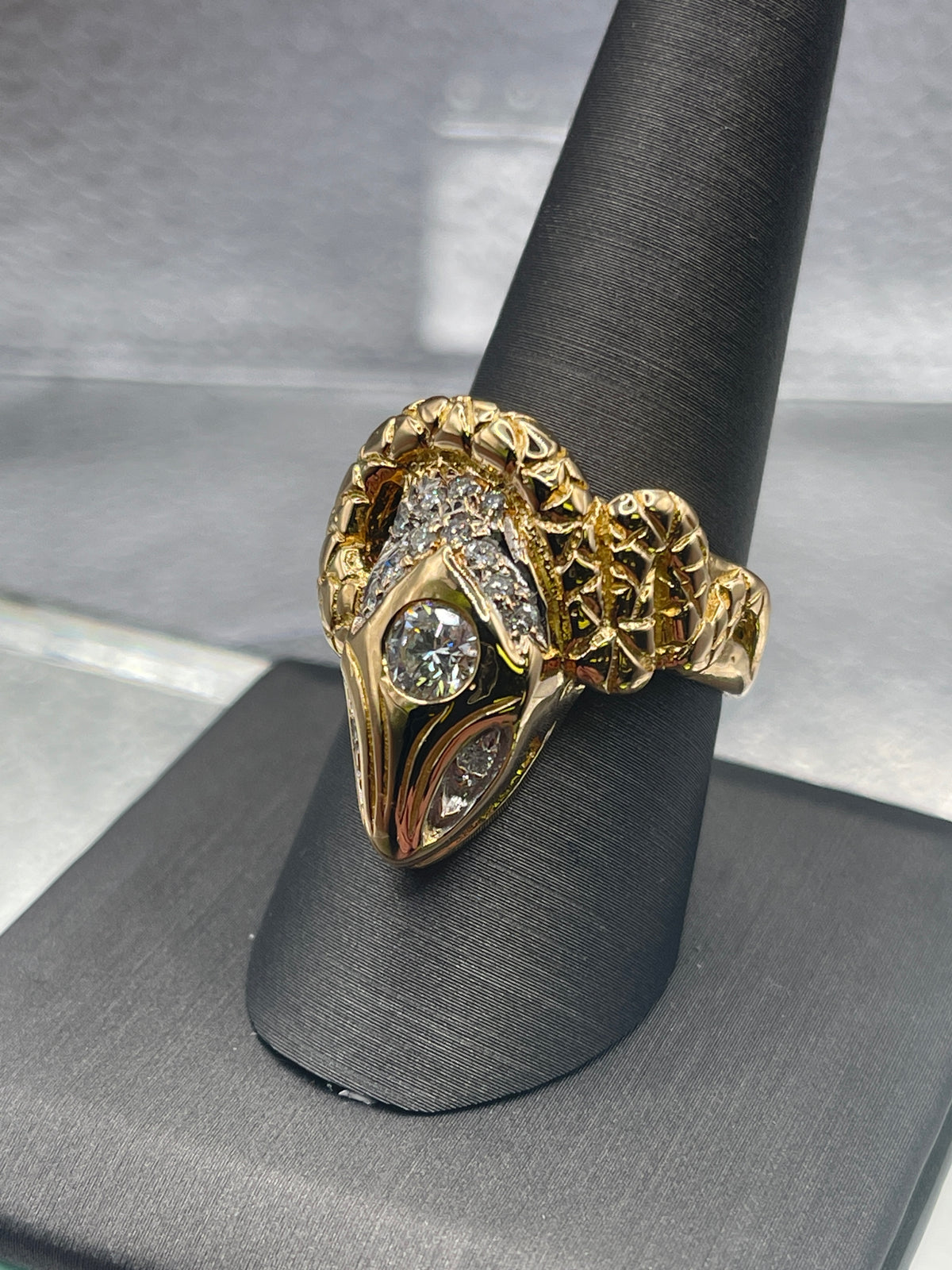 View three of A Fabulous 22 Karat Yellow Gold Diamond Snake Ring