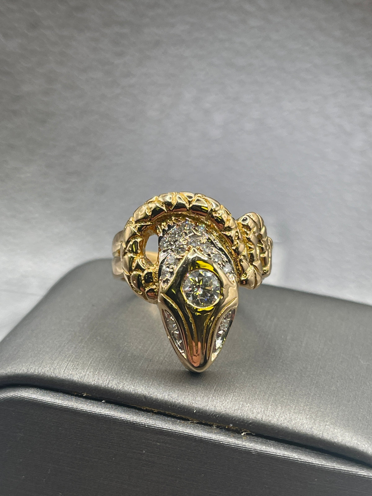 View one of A Fabulous 22 Karat Yellow Gold Diamond Snake Ring