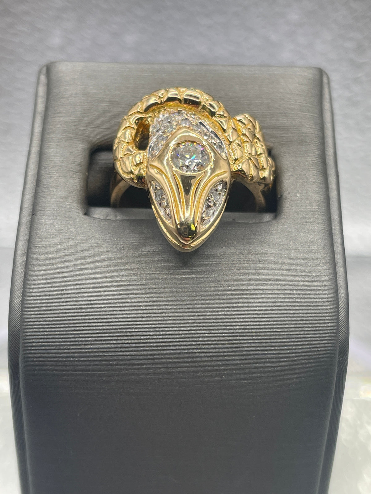 View two of A Fabulous 22 Karat Yellow Gold Diamond Snake Ring